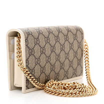 Gucci GG Supreme Monogram Azalea Calfskin Horsebit 1955 Wallet On Chain Beige Ebony Mystic White 3 of 11