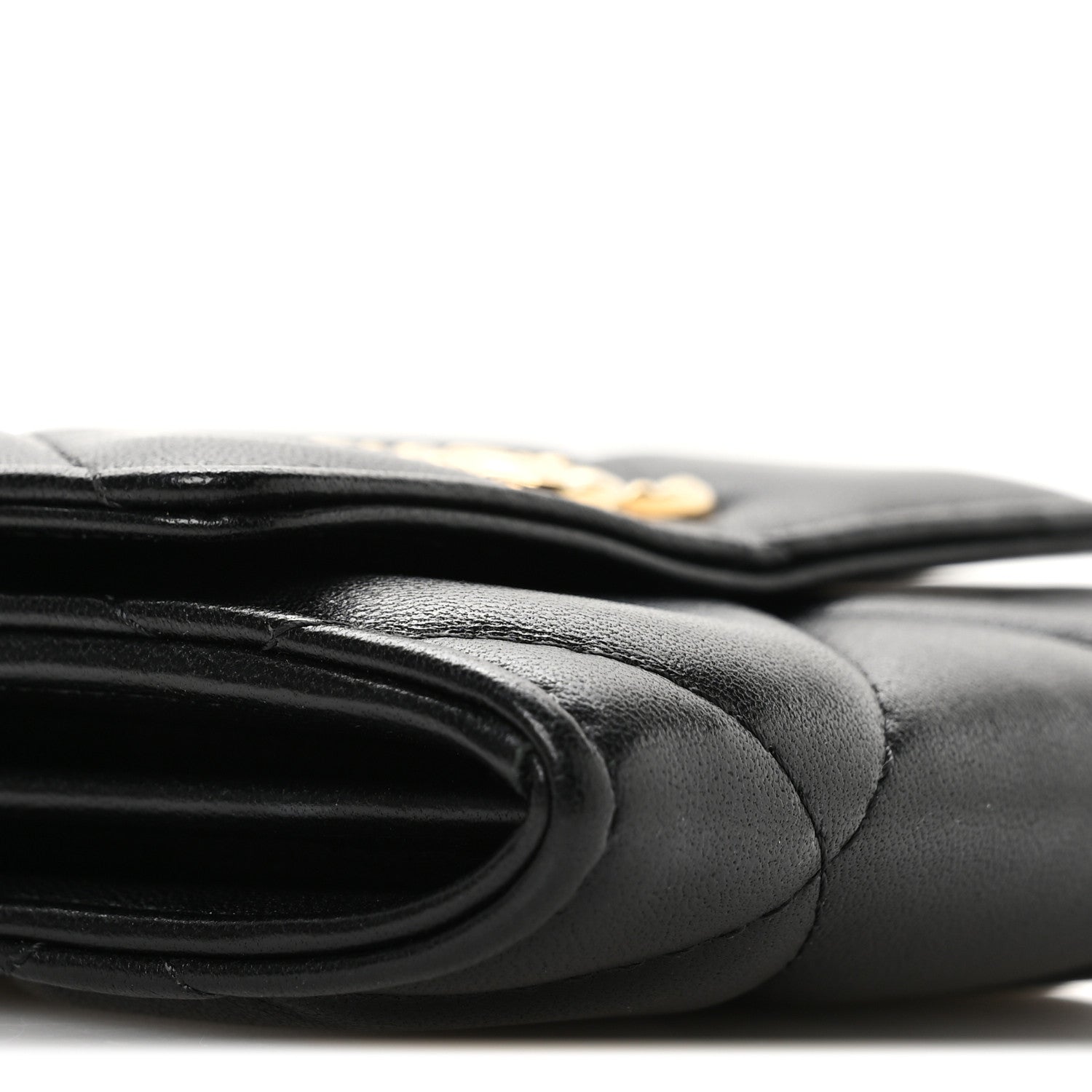 Chanel Lambskin Pearl Quilted CC Flap Card Holder With Chain  Black 10 of 11