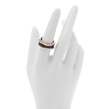 Bulgari 18K Rose Gold Black Ceramic B.Zero1 Two-Band Ring 56 7.5 2 of 5