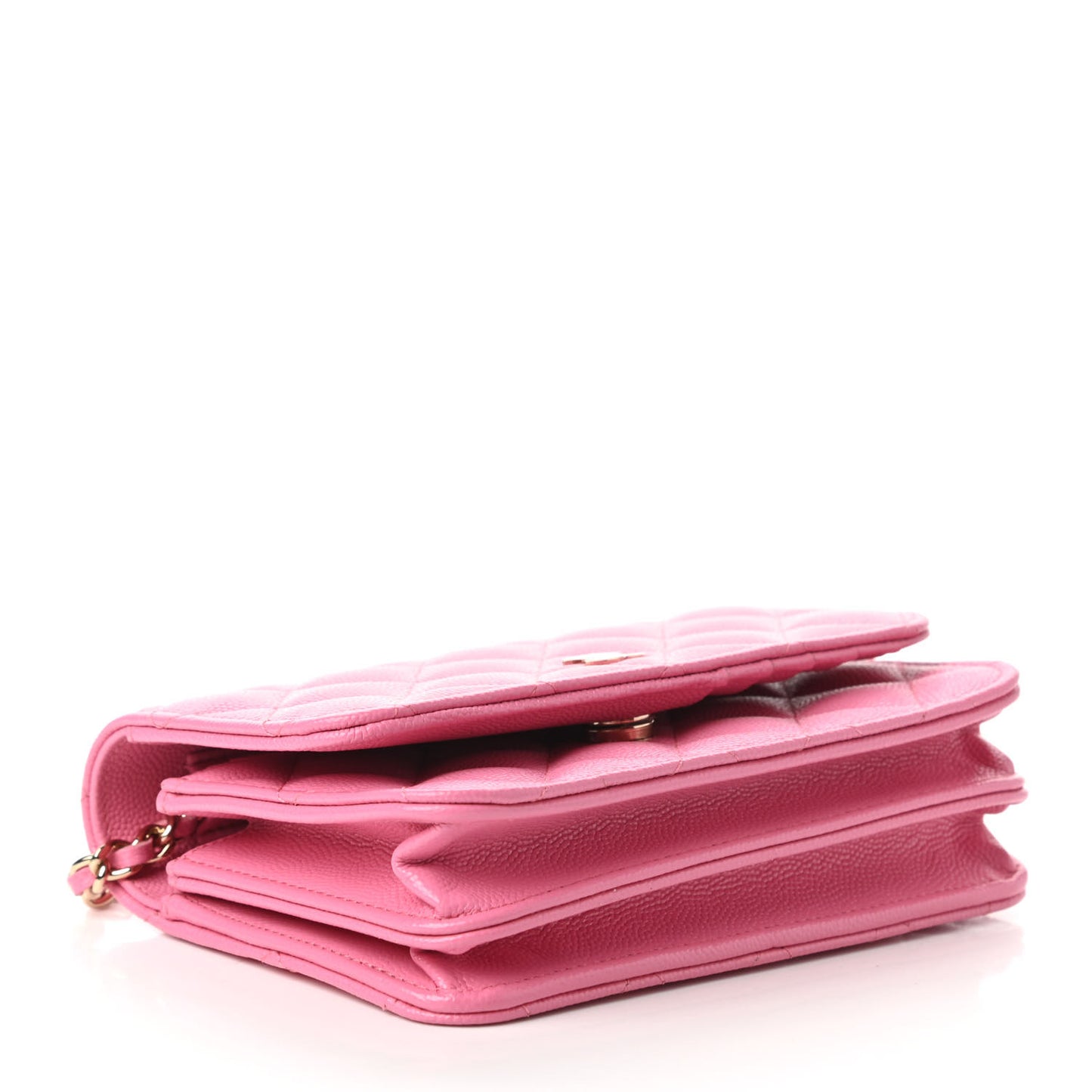 Caviar Quilted Mini Wallet On Chain WOC Pink
