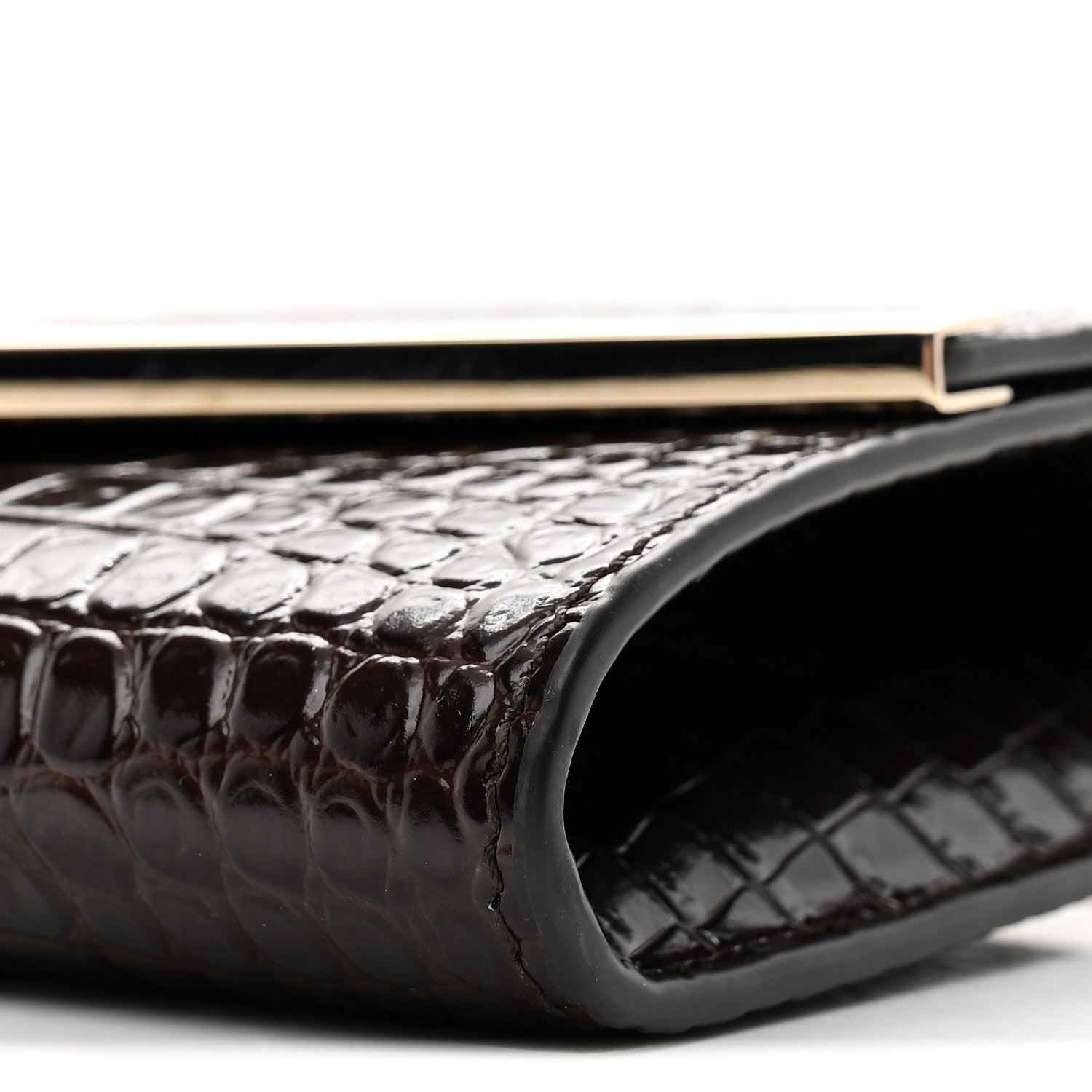 Jimmy Choo Calfskin Crocodile Embossed Emmie Clutch Bag Chocolate 9 of 10