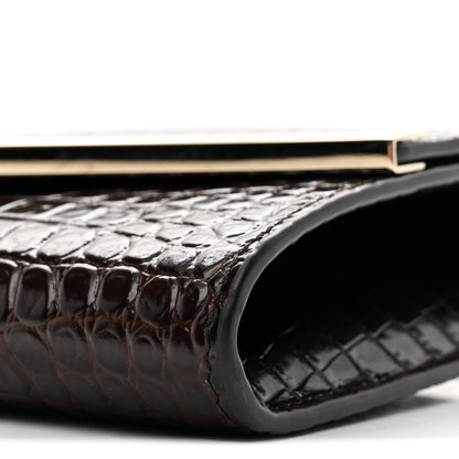 Jimmy Choo Calfskin Crocodile Embossed Emmie Clutch Bag Chocolate 9 of 10