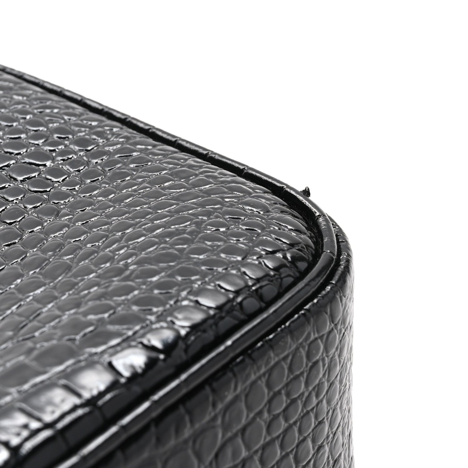 Saint Laurent Patent Calfskin Crocodile Embossed Monogram Lou Camera Bag Black 11 of 11
