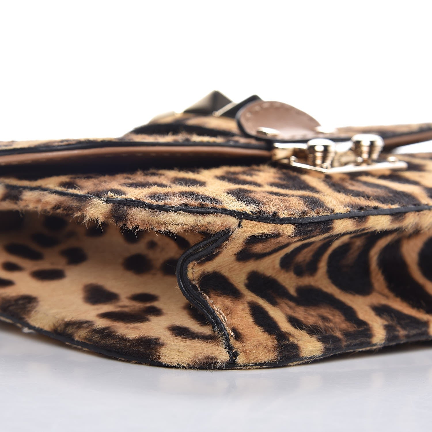 Valentino Garavani Calf Hair Leopard Print Small Glam Lock Rockstud Flap 7 of 9