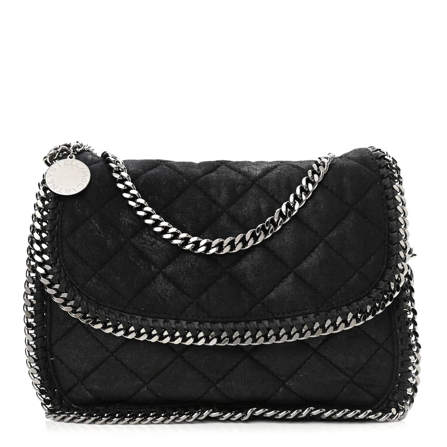 Shaggy Deer Quilted Falabella Shoulder Bag Black