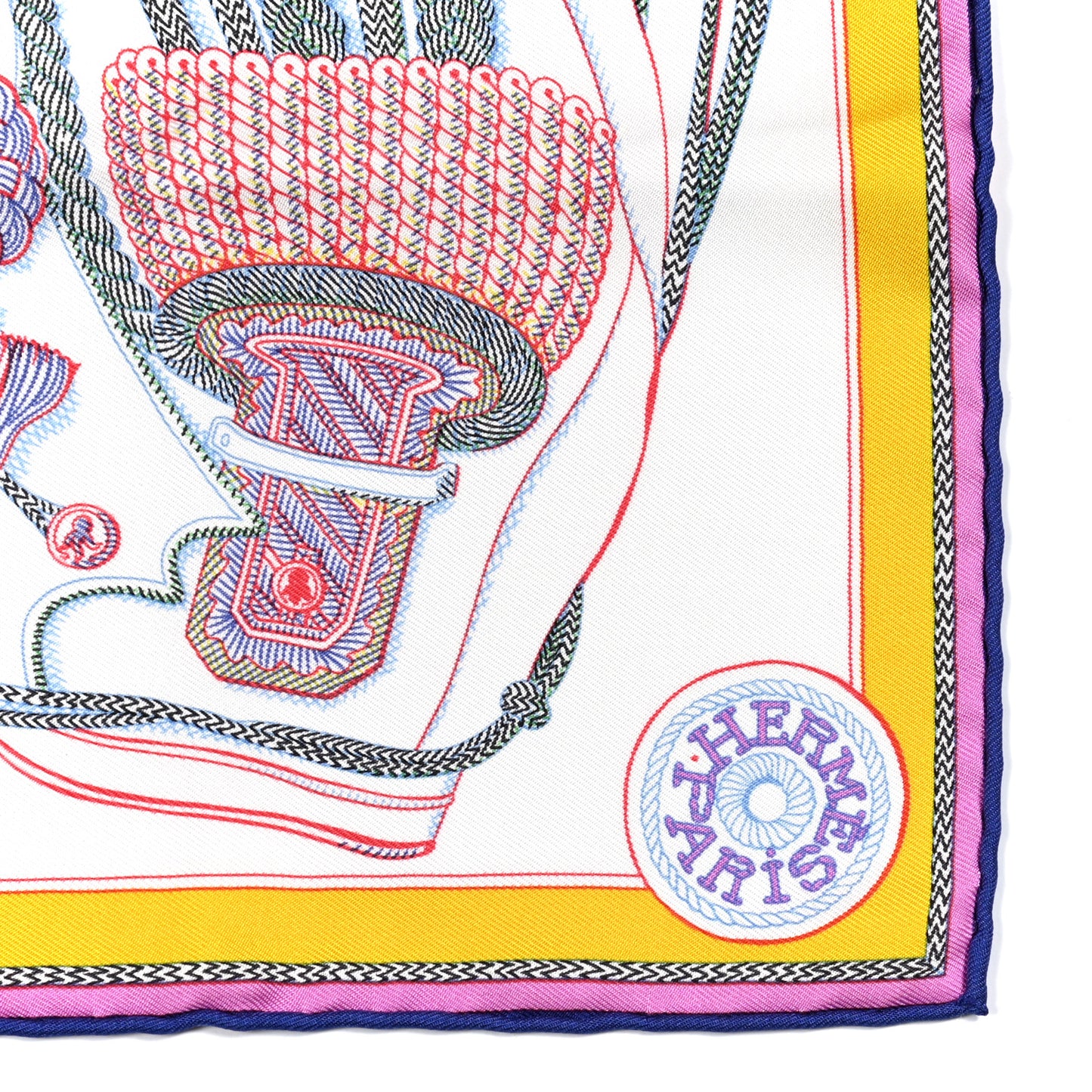 Silk Zouaves Et Dragons Pocket Square White Rouge Rose