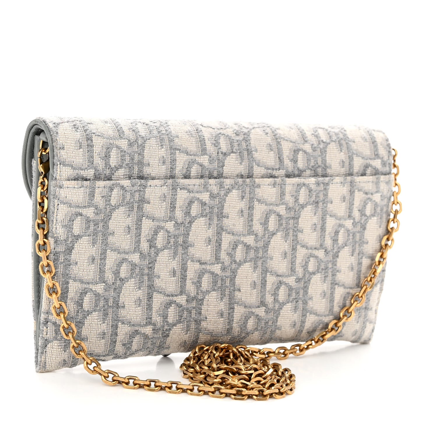 Oblique Saddle Chain Long Wallet Grey