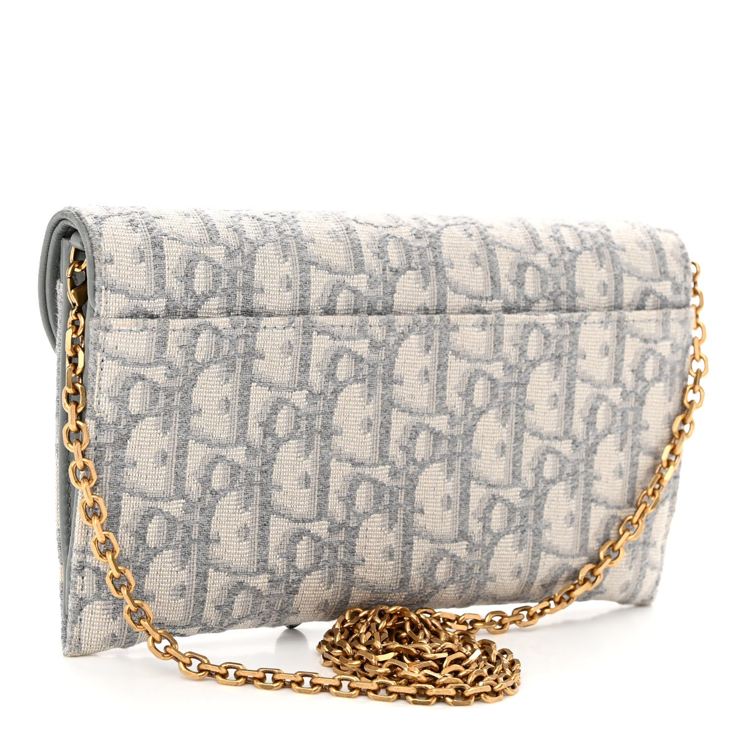 Christian Dior Oblique Saddle Chain Long Wallet Grey 4 of 10