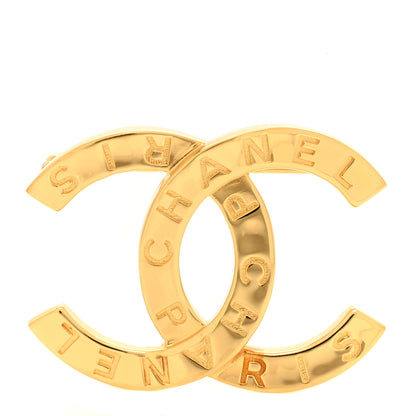 Chanel Metal Paris Button CC Large Brooch Gold 1 of 4