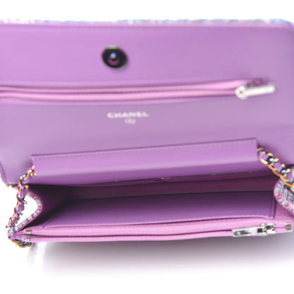 Chanel Tweed Iridescent Wallet On Chain WOC Purple 5 of 12