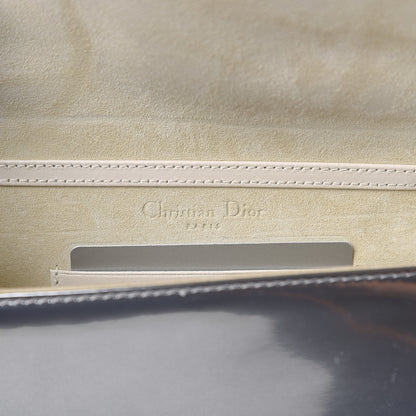Christian Dior Metallic Patent Studded Diorama Top Handle Wallet on Chain Pouch Silver 6 of 12