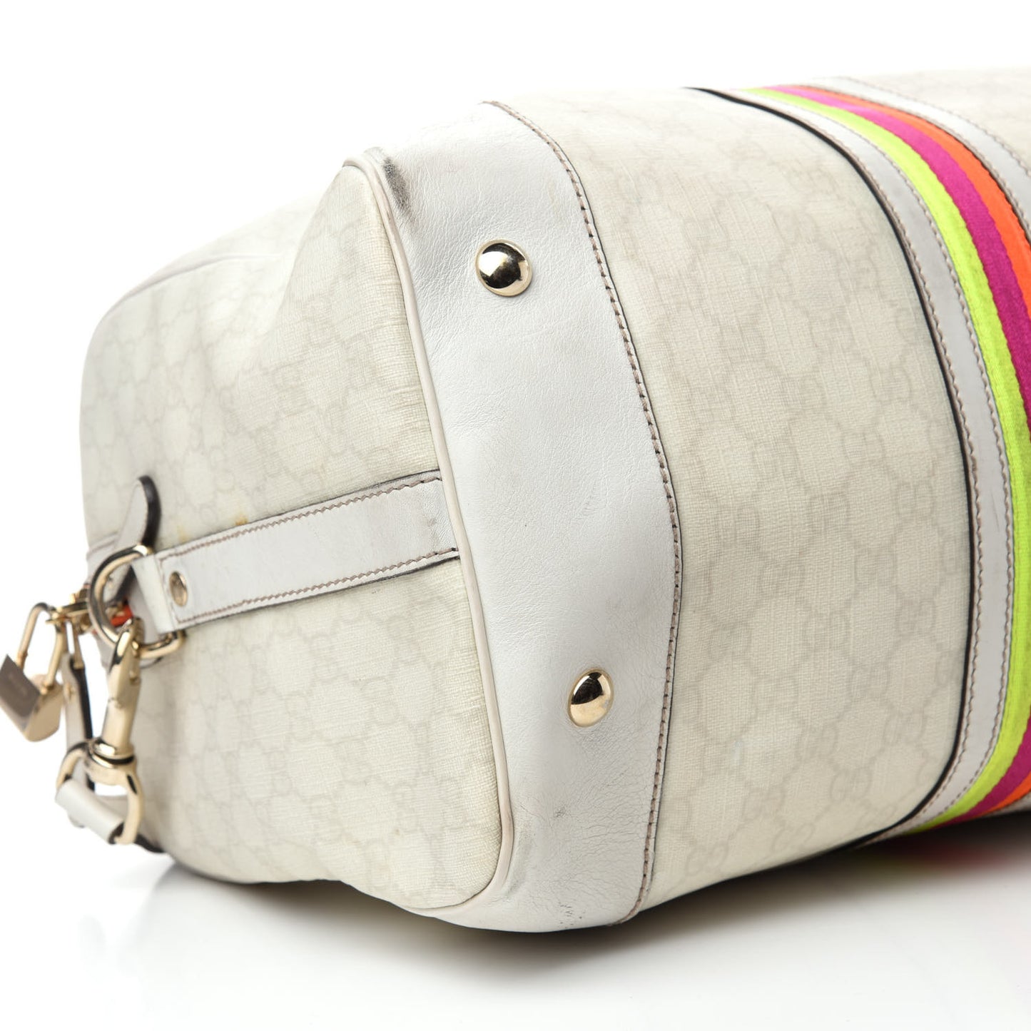 GG Plus Monogram Large Web Carry On Duffle Bag White
