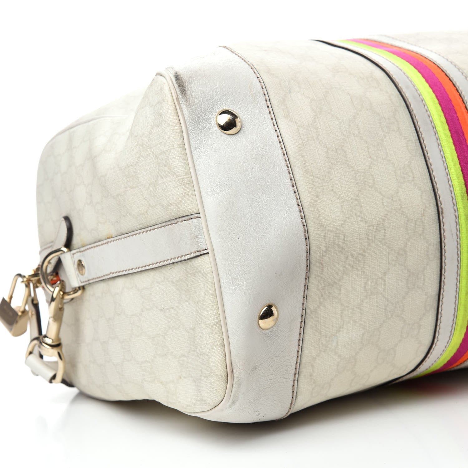 Gucci GG Plus Monogram Large Web Carry On Duffle Bag White 5 of 18