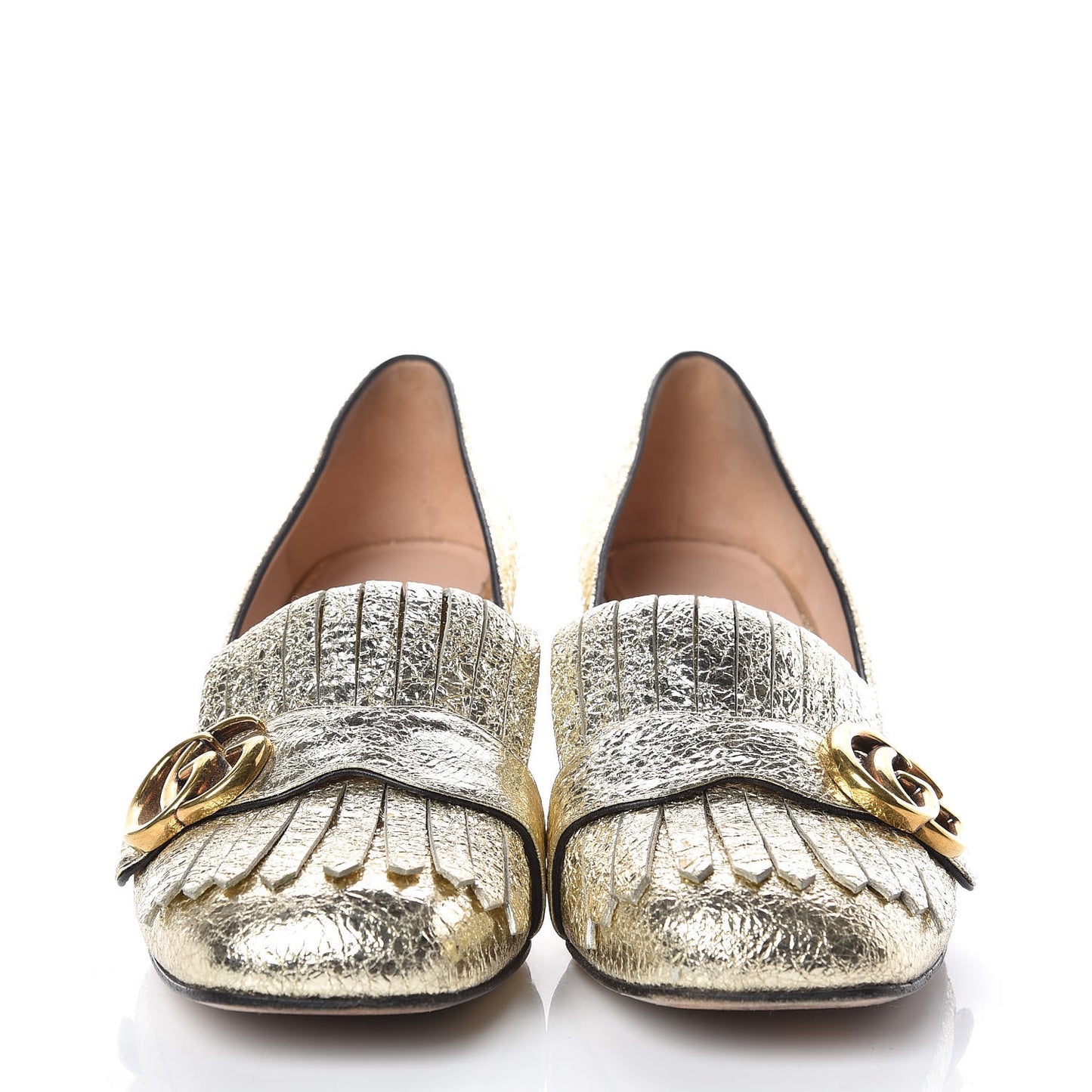 Galassia GG Marmont Fringe 50mm Loafer Pumps 38.5 Platino