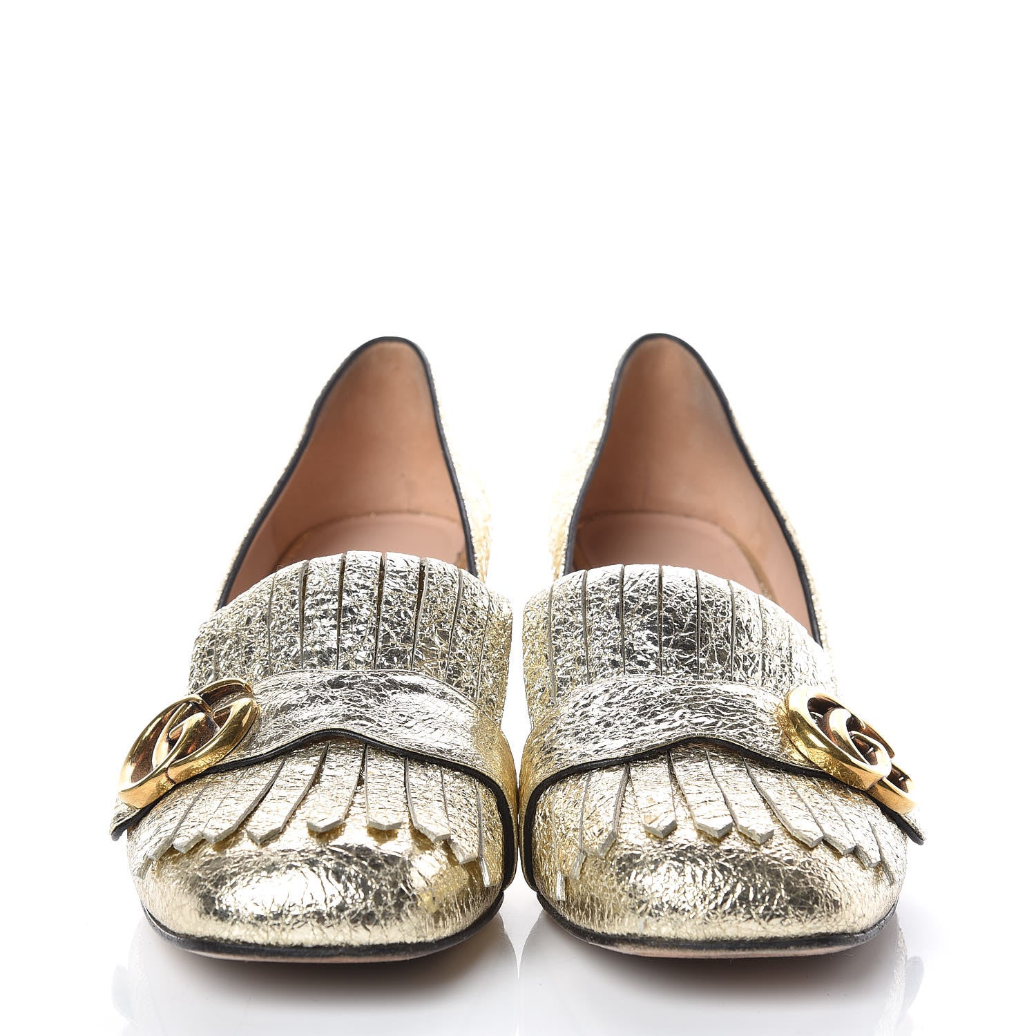 Gucci Galassia GG Marmont Fringe 50mm Loafer Pumps 38.5 Platino 2 of 12