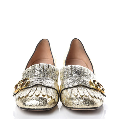 Gucci Galassia GG Marmont Fringe 50mm Loafer Pumps 38.5 Platino 2 of 12
