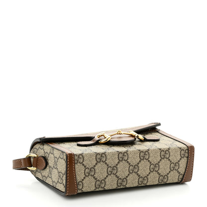 Gucci GG Supreme Monogram Mini Horsebit 1955 Shoulder Bag Beige Brown Sugar 4 of 10