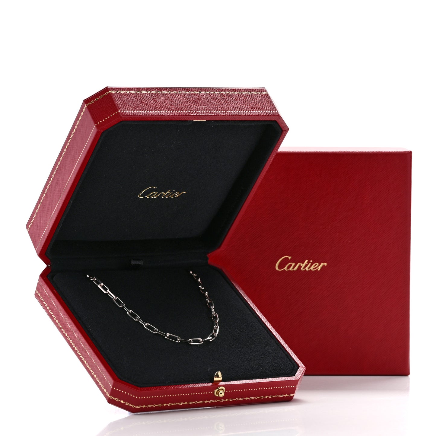 18K White Gold SM Santos De Cartier Link Necklace