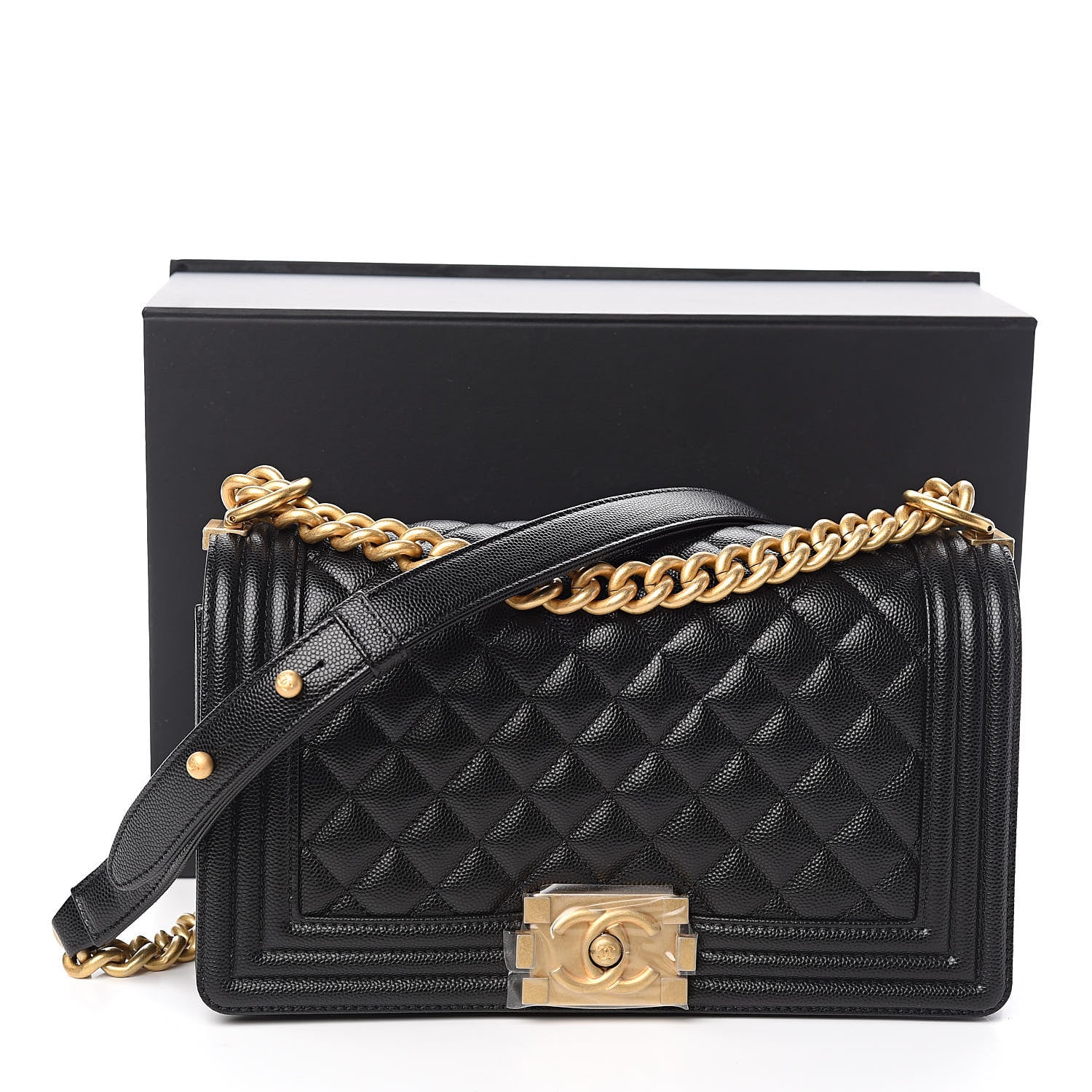 Chanel Caviar Quilted Medium Boy Flap Black 11 of 11