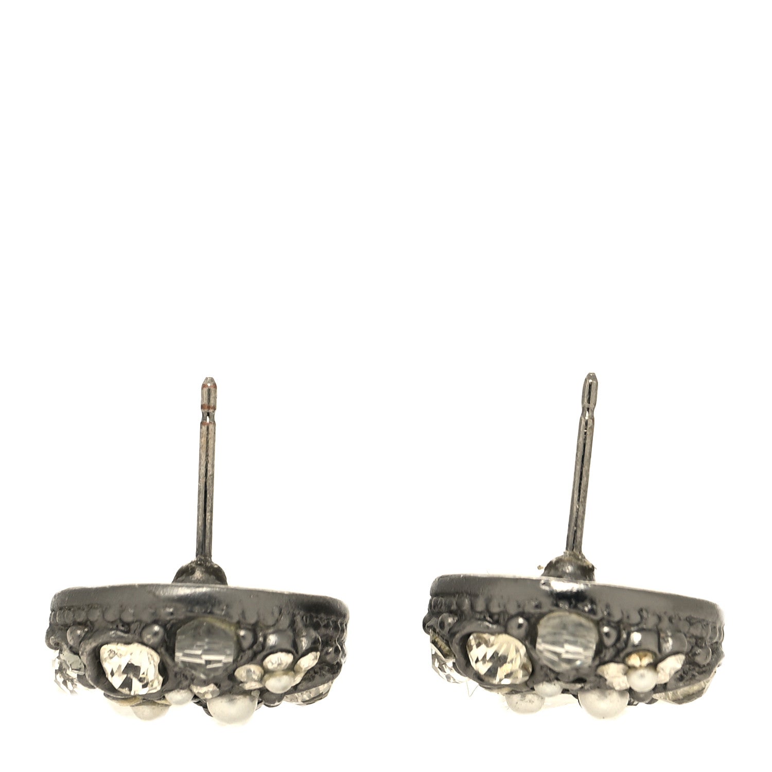 Chanel Ruthenium Crystal Pearl Enamel Drop CC Earrings 3 of 4