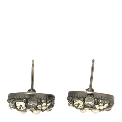 Chanel Ruthenium Crystal Pearl Enamel Drop CC Earrings 3 of 4