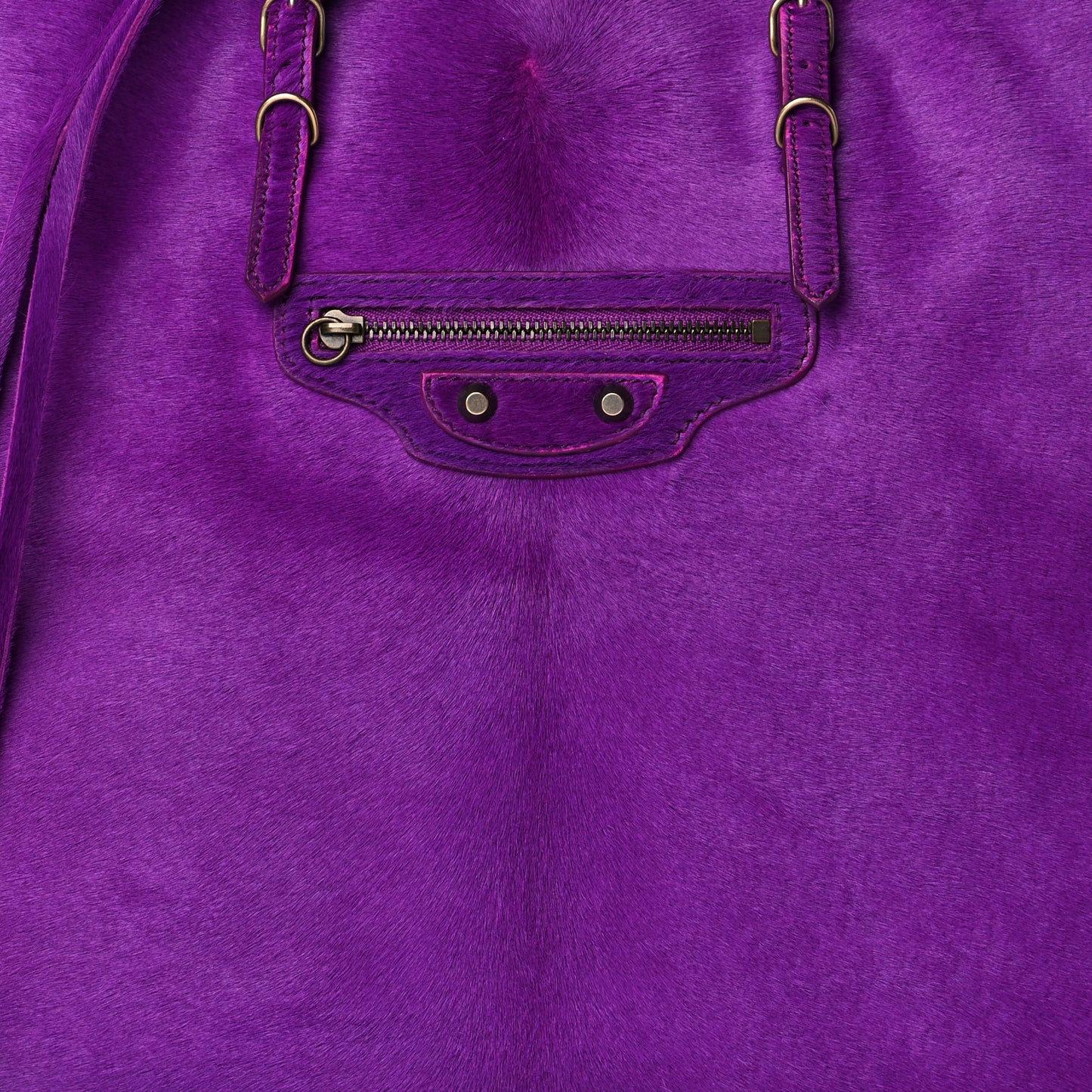 Ponyhair A4 Zip Around Tote Purple