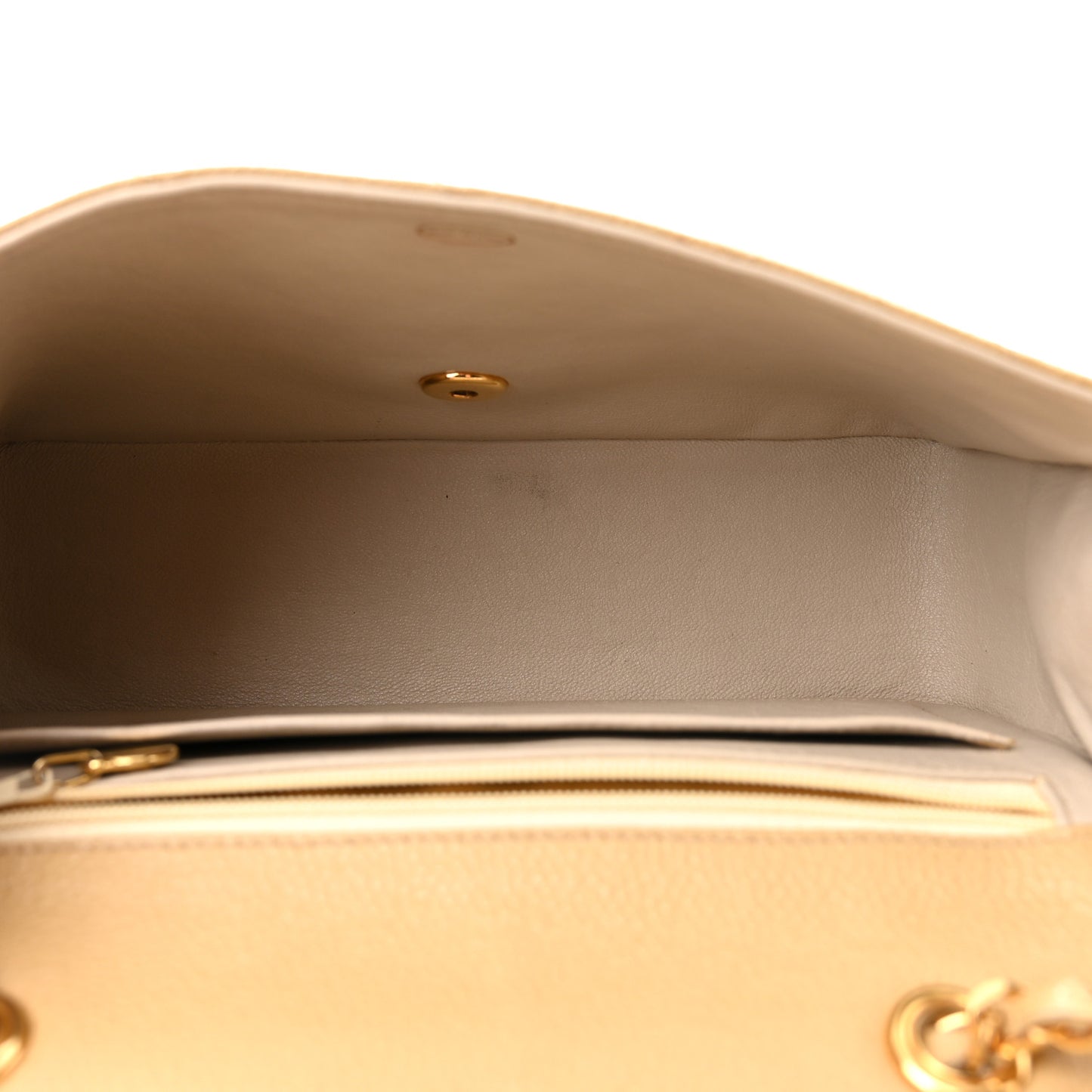 Caviar Quilted Small Single Flap Beige