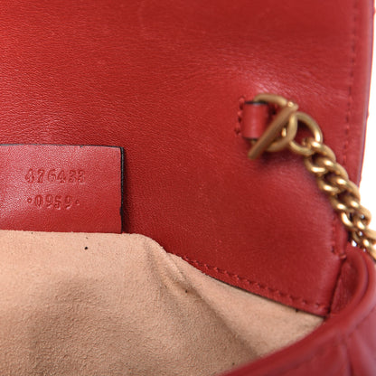 Gucci Calfskin Matelasse Super Mini GG Marmont Shoulder Bag Hibiscus Red 9 of 10