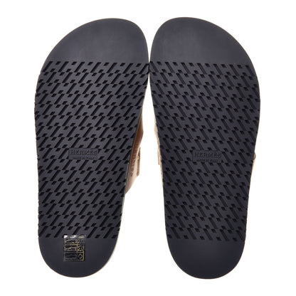 Hermes Calfskin Womens Chypre Sandals 37.5 Gold 5 of 9