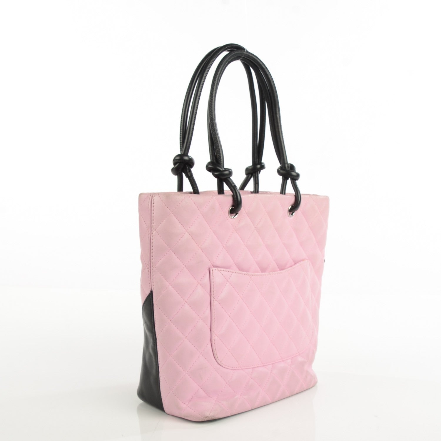 Chanel Calfskin Quilted Small Cambon Tote Pink Black 3 of 9