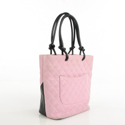 Chanel Calfskin Quilted Small Cambon Tote Pink Black 3 of 9