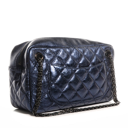 Chanel Metallic Aged Calfskin Quilted Medium Reissue Camera Case Bag Blue 3 of 7