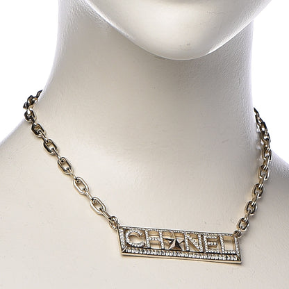 Chanel Crystal Chain Short Logo Necklace Gold 2 of 4