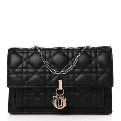 Christian Dior Lambskin Cannage Lady Dior Chain Pouch Black 1 of 9