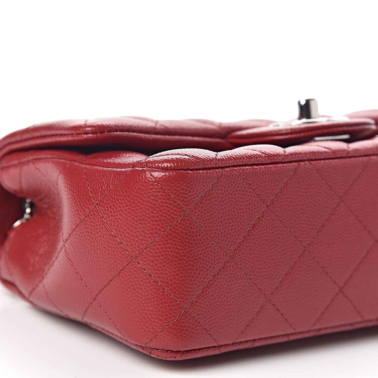 Chanel Caviar Quilted Mini Rectangular Flap Dark Red 9 of 12