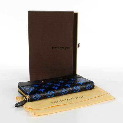 Louis Vuitton Calfskin Colored Monogram Zippy Wallet Blue Black 4 of 7