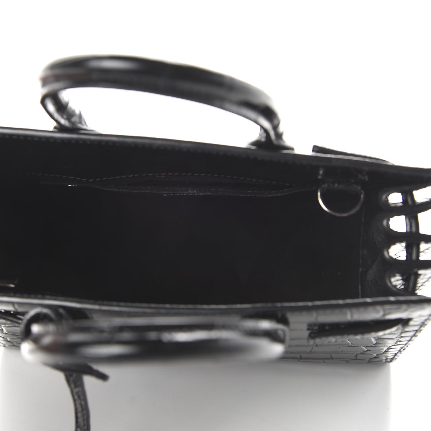 Saint Laurent Calfskin Crocodile Embossed Nano Sac De Jour Black 5 of 10