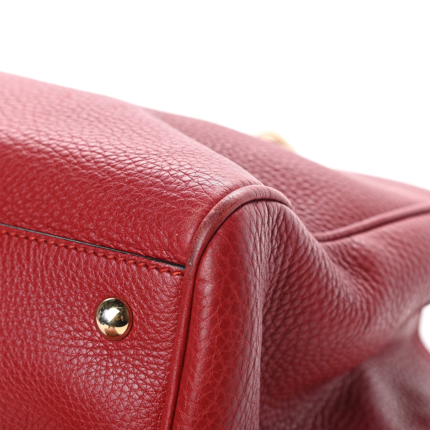 Pebbled Calfskin Medium Bamboo Shopper Tote Red