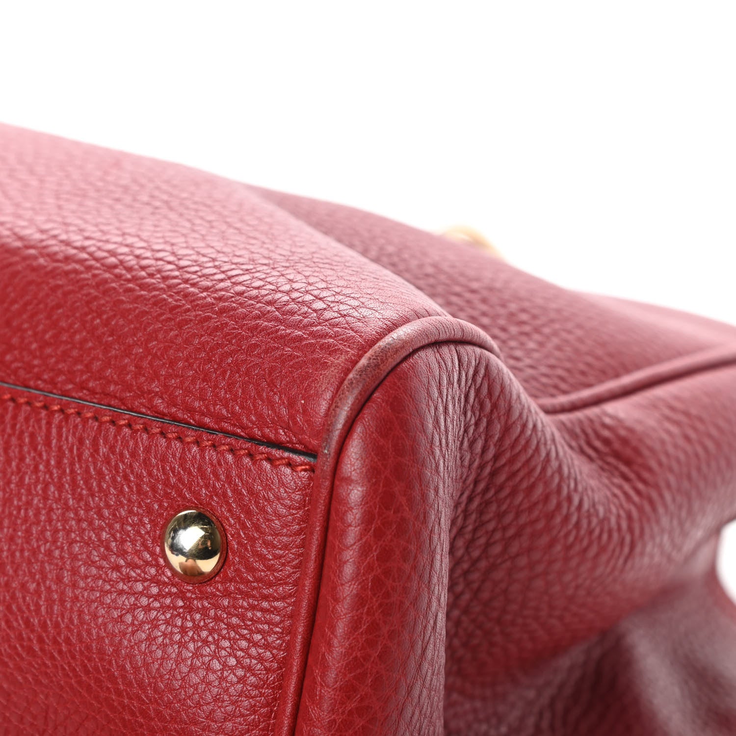 Gucci Pebbled Calfskin Medium Bamboo Shopper Tote Red 10 of 15