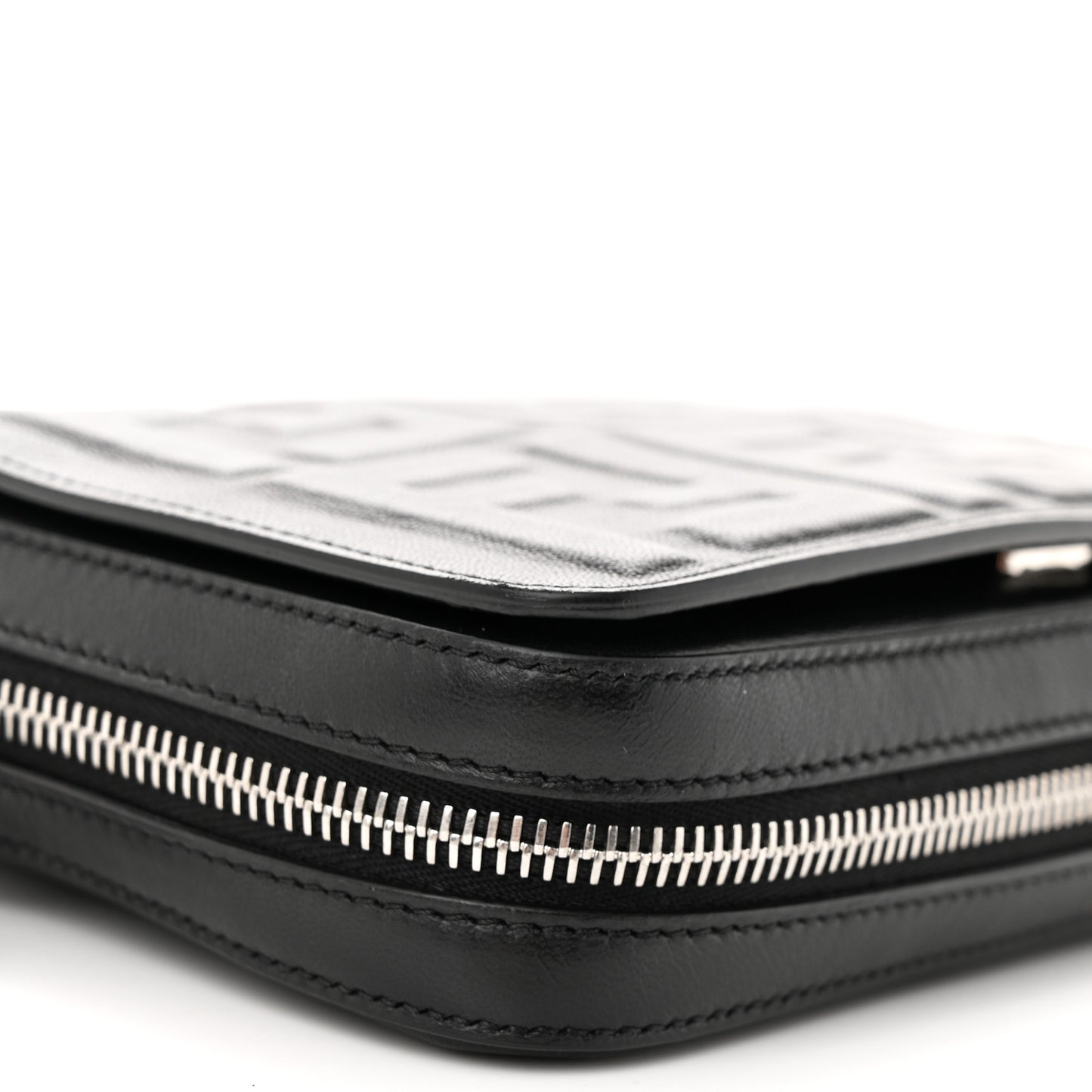 Nappa FF 1974 Embossed Mini Expandable Flap Bag Black