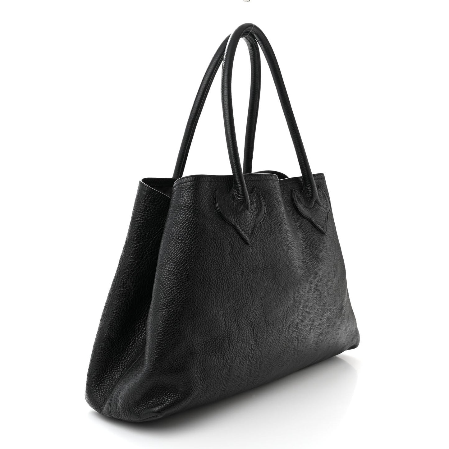 Grained Calfskin Fleur De Lis Tote Black