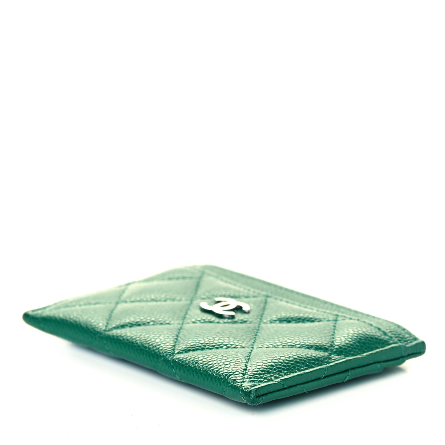 Caviar Quilted Card Holder Green