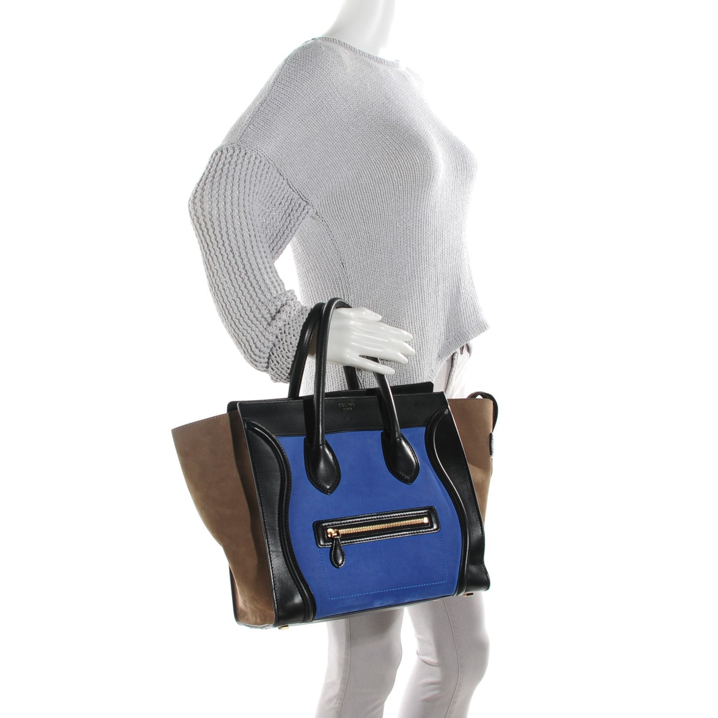 Nubuck Smooth Calfskin Mini Tri-Color Luggage Royal Blue