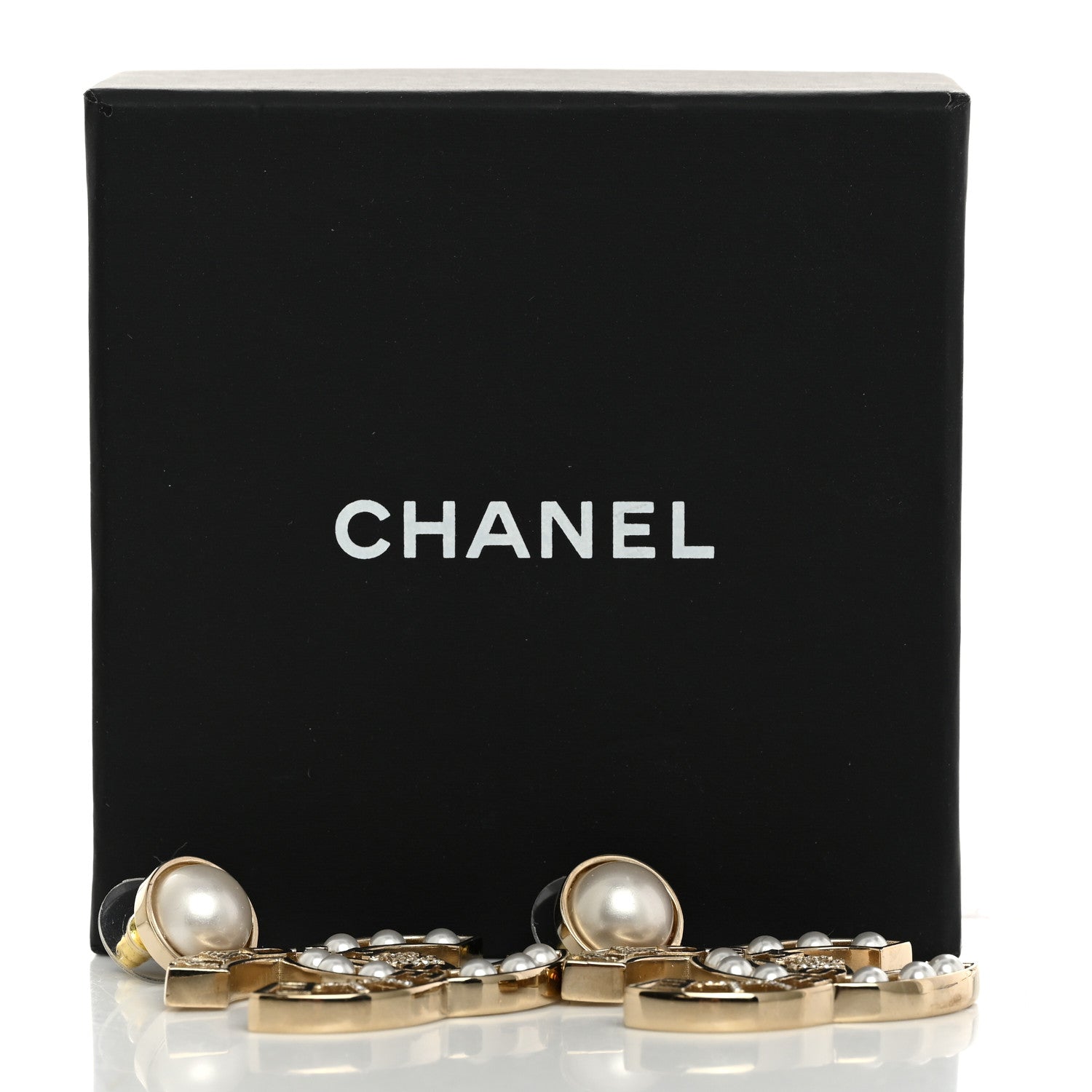 Chanel Metal Pearl Mademoiselle Drop Earrings Gold 5 of 5