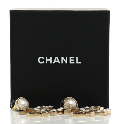 Chanel Metal Pearl Mademoiselle Drop Earrings Gold 5 of 5