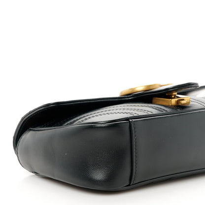 Gucci Calfskin Matelasse Mini GG Marmont Shoulder Bag Black 10 of 12