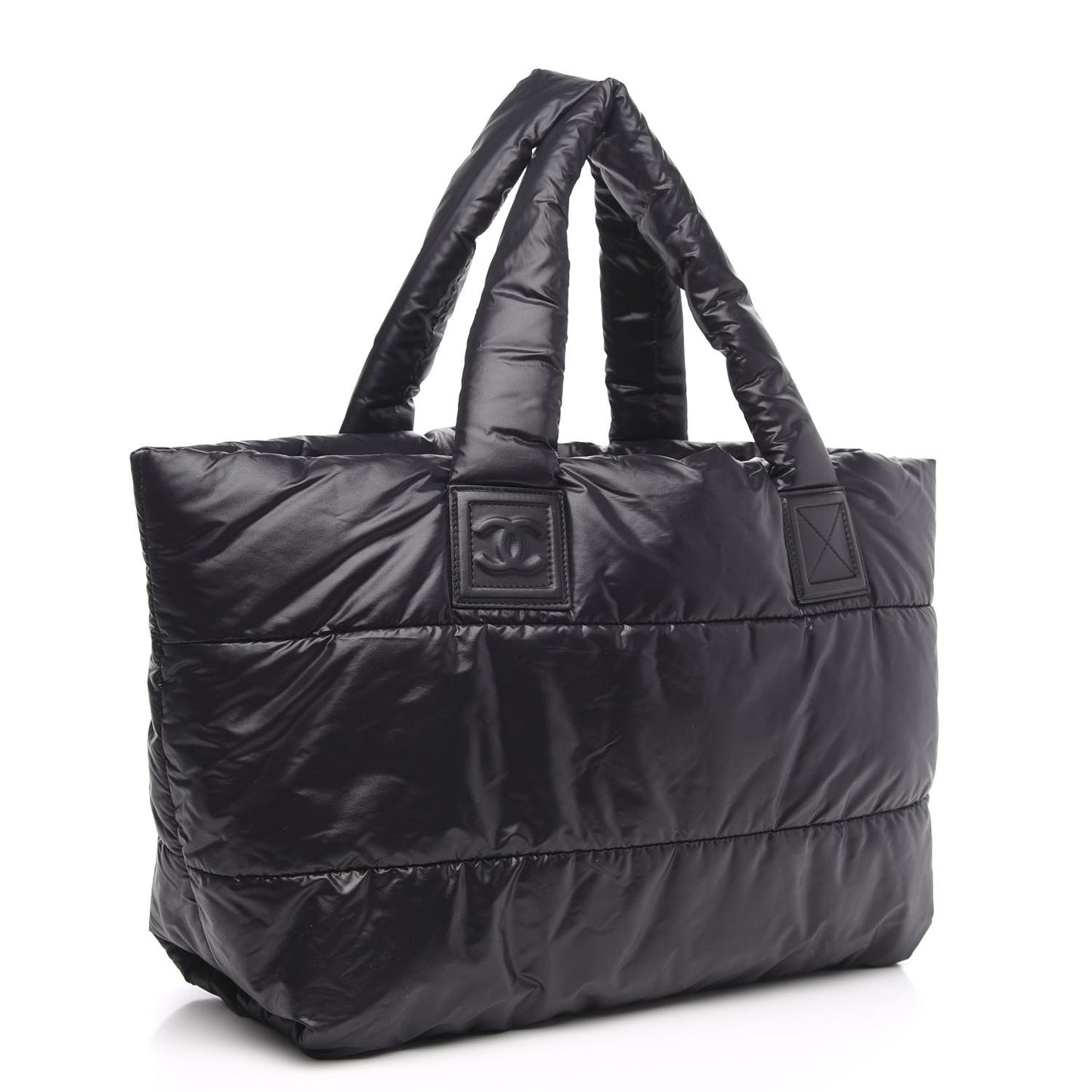 Nylon Quilted Coco Cocoon Reversible Tote Black