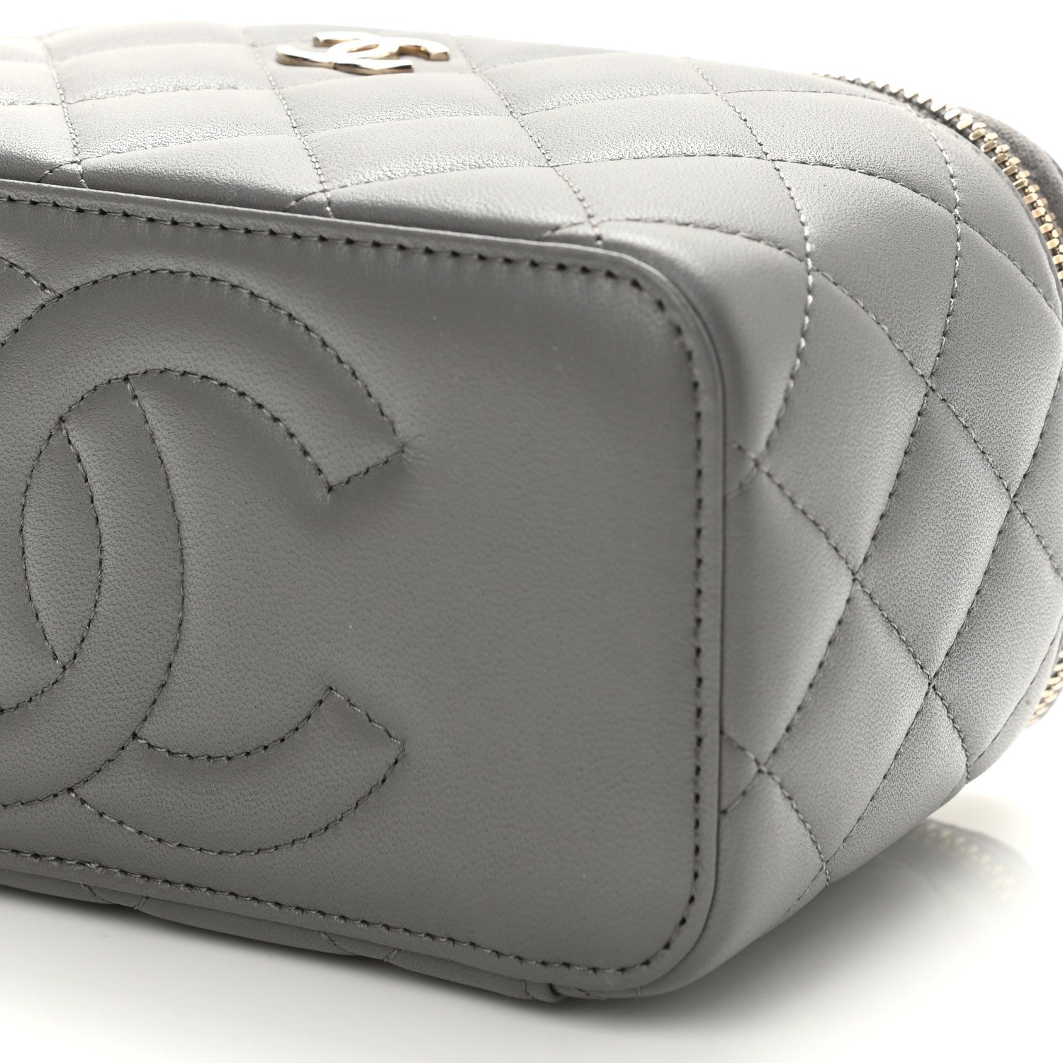 Chanel Lambskin Quilted Small Top Handle Vanity Case With Chain Grey 11 of 12