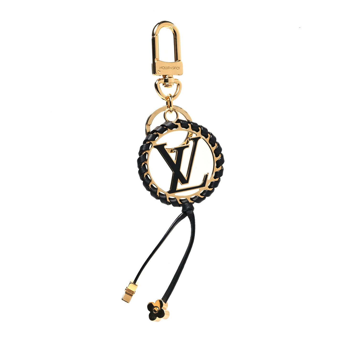 Metal Lambskin Enamel Very Bag Charm Key Holder Black