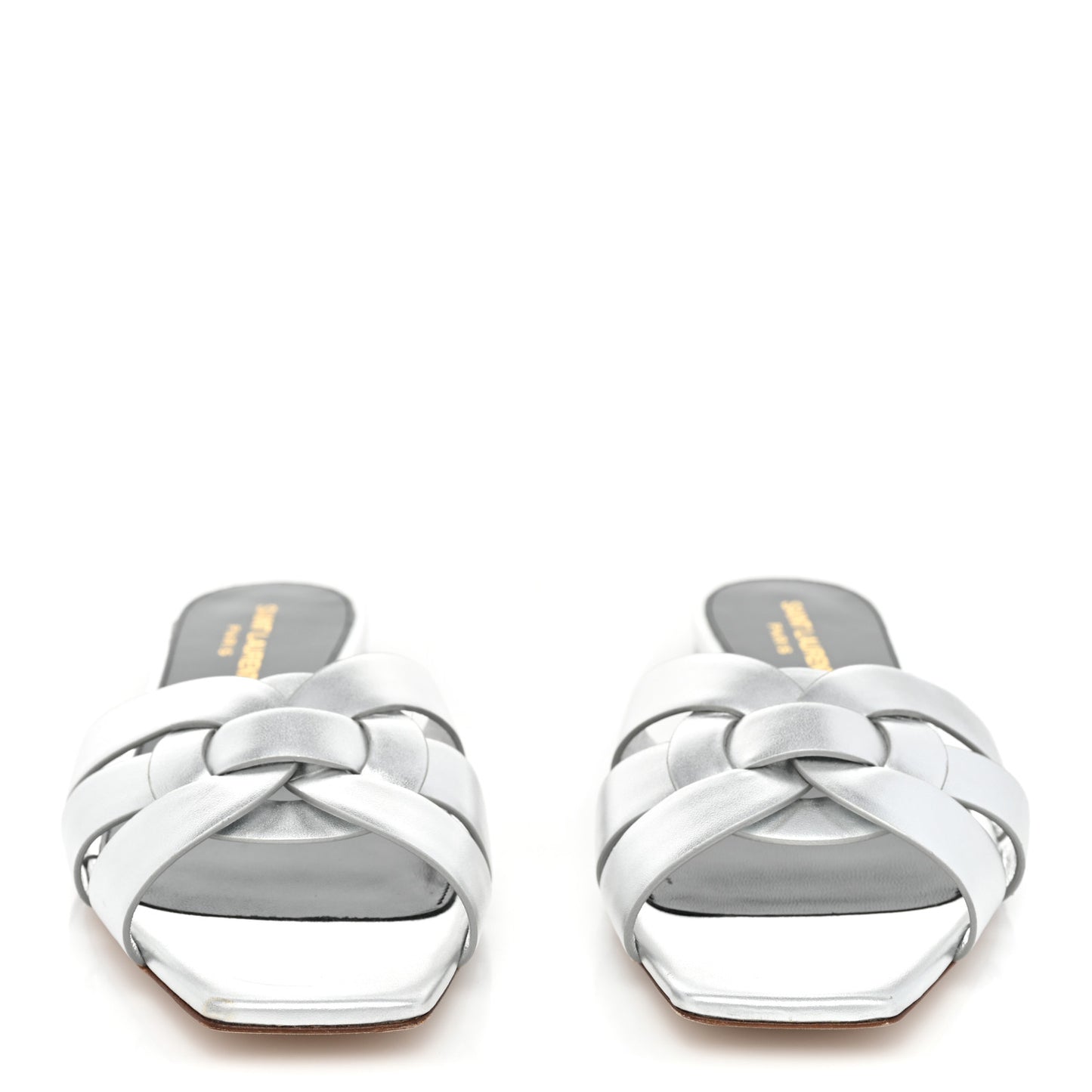 Metallic Calfskin Nu Pied 05 Slide Sandals 39.5 Silver